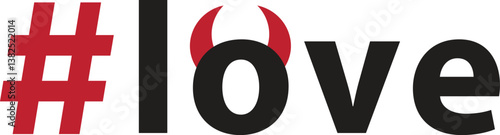 viral vector love hashtag with red symbol and red devil´s horns