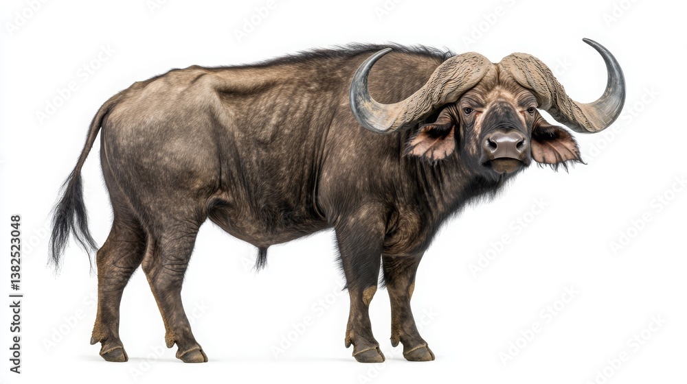Obraz premium Majestic African Buffalo Standing Proud Against White Background