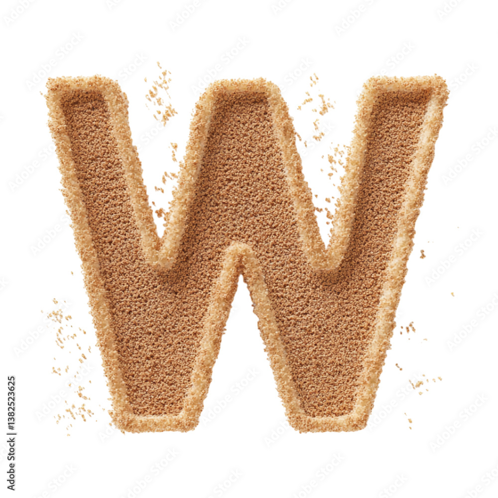 Transparent or PNG Image of 3D Rendering of a alphabet W Made From Bread Crumbs Transparent or PNG Image of 3D Rendering of a alphabet W Made From Bread Crumbs