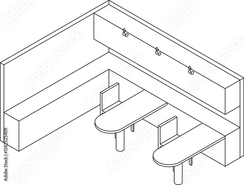 vector sketch illustration of interior design of kitchen set furniture