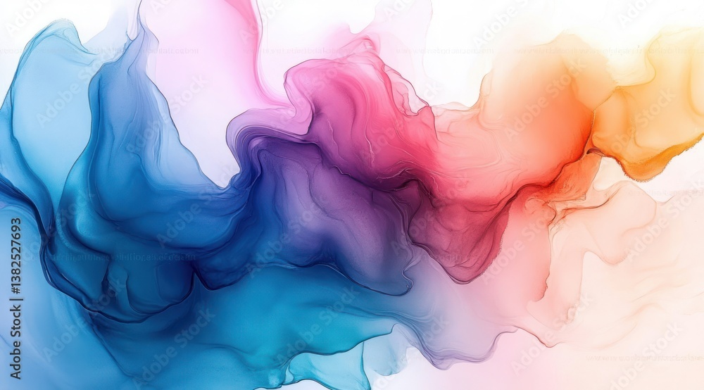 Abstract Fluid Art Painting in Pastel Colors with Blue and Pink Tones by Alcohol Ink and Watercolor for Background Decoration Abstract Fluid Art Painting in Pastel Colors with Blue and Pink Tones by Alcohol Ink and Watercolor for Background Decoration