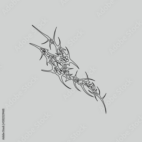 Abstract neo tribal cyber sigilism shape vector design. Freehand style sketch isolated. Tribal element for tattoo, streetwear