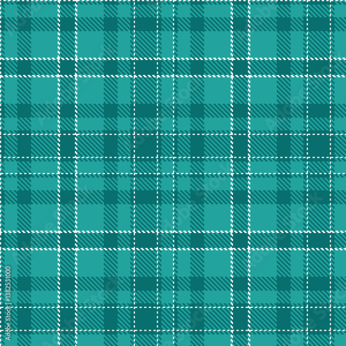 Autumn dark aquamarine and Dusky white Seamless Tartan Fabric Design