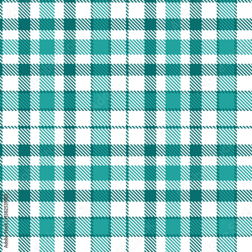 Dark dark aquamarine Seamless Tartan with Traditional white accents Fabric Design