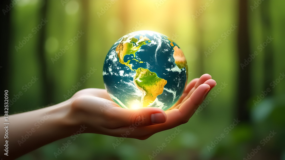 Hands Gently Cradle Glass Globe Against Forest Backdrop, Symbolizing Environmental Care and Sustainability. Ideal for Earth Day, Conservation, and Global Responsibility Themes, Evoking Hope and Planet Hands Gently Cradle Glass Globe Against Forest Backdrop, Symbolizing Environmental Care and Sustainability. Ideal for Earth Day, Conservation, and Global Responsibility Themes, Evoking Hope and Planet
