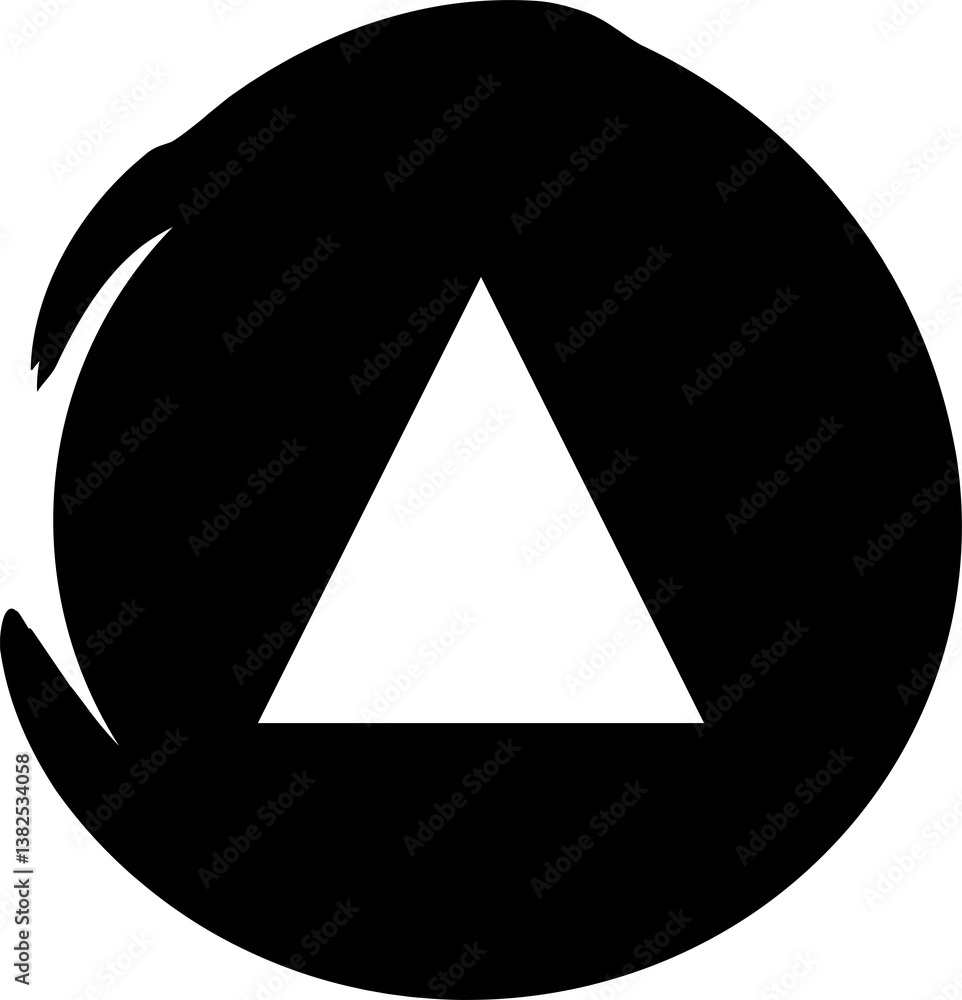 Triangle with round brush frame, stamp, seal, ink design Triangle with round brush frame, stamp, seal, ink design