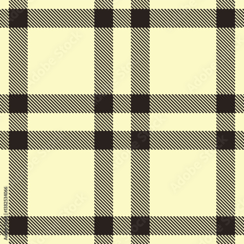 Plaid pattern seamless. Deep ivory & Soft very dark brown Tartan Fabric Design. 