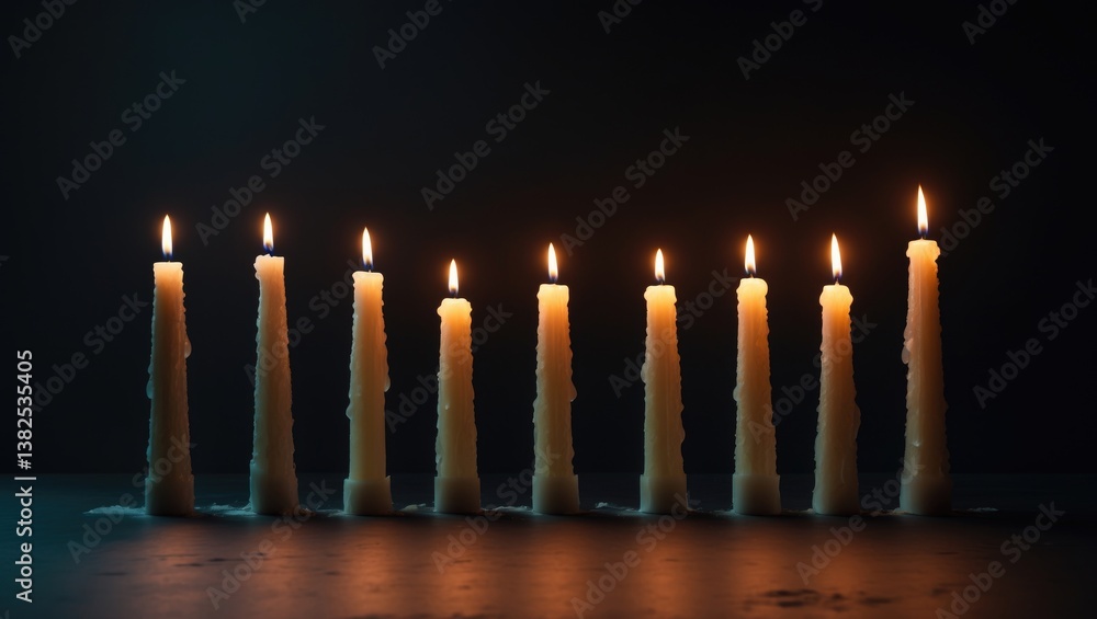 Numerous burning church candles against a dark backdrop. Numerous burning church candles against a dark backdrop.