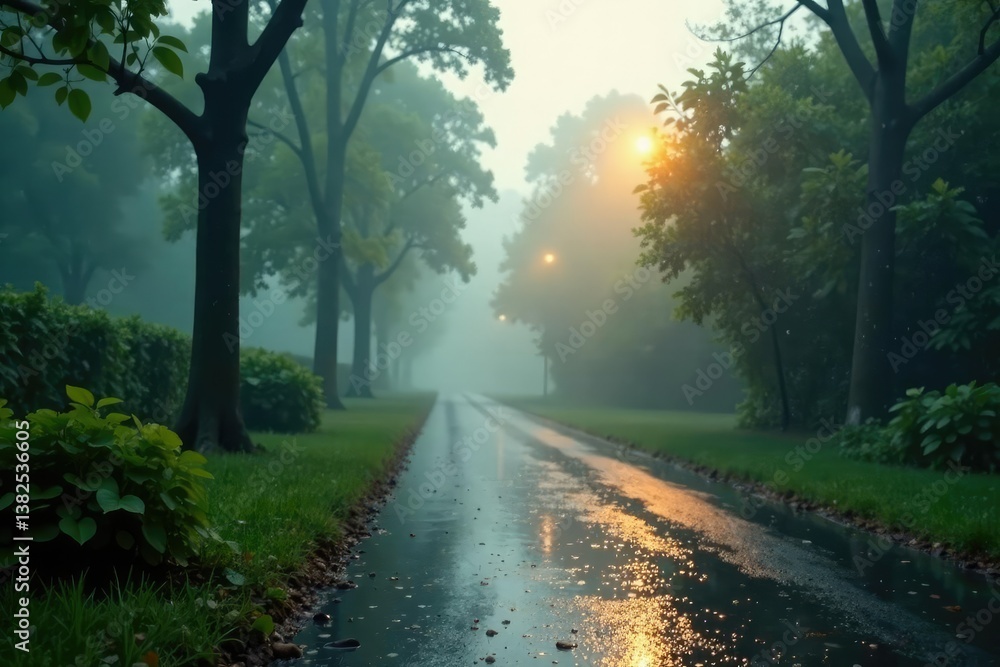 Naklejka premium Gentle rain, soft focus, pure white background, lucid, subtle