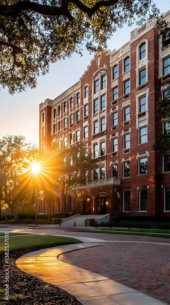 Red Brick University Building at Sunset Stock Photo | Adobe Stock
