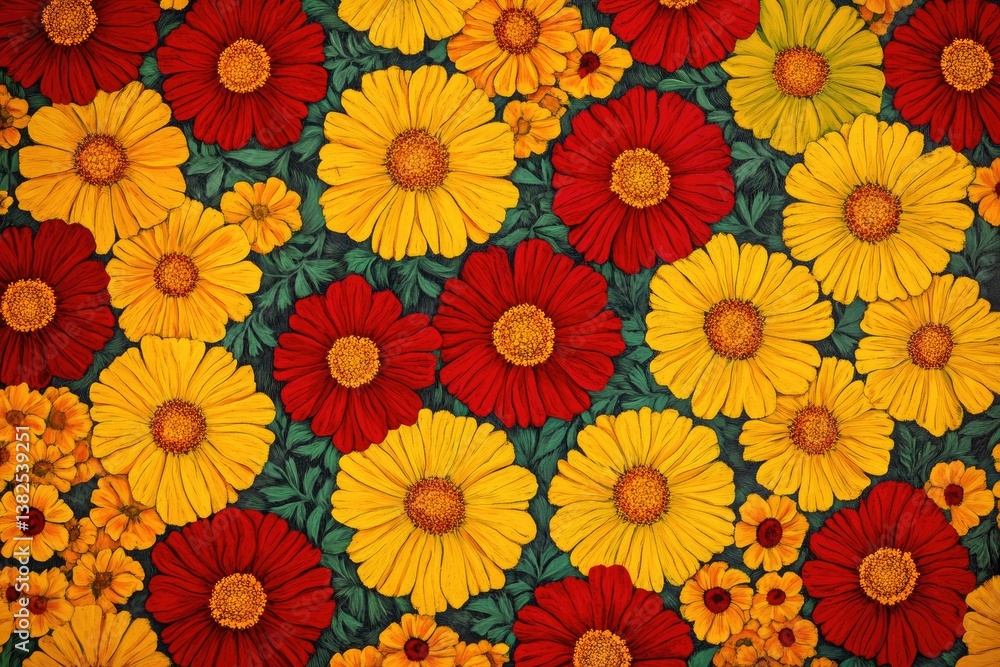 Naklejka premium Vibrant flower pattern