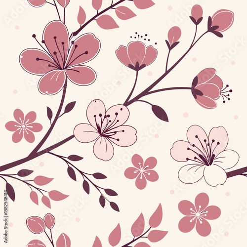Seamless perfect pattern with small flower motifs in various shades