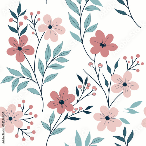 Seamless perfect pattern with small flower motifs in various shades