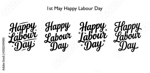 happy Labour day typography vector or international workers day vector illustration with workers. labor day and may day celebration.1st may calligraphy hand lettering  text vector