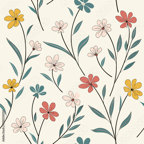 Seamless perfect pattern with small flower motifs in various shades