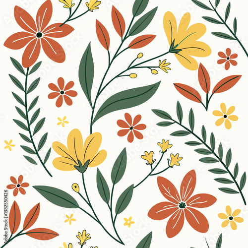 Seamless perfect pattern with small flower motifs in various shades