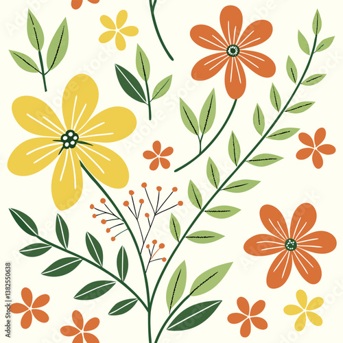 Seamless perfect pattern with small flower motifs in various shades