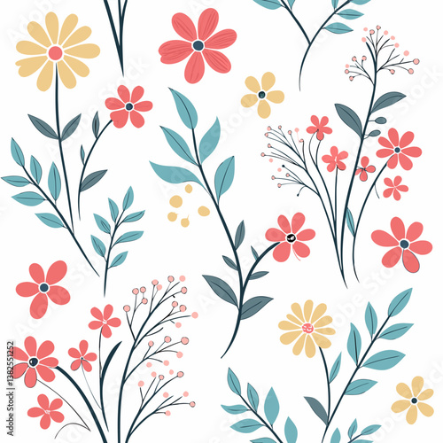 Seamless perfect pattern with small flower motifs in various shades