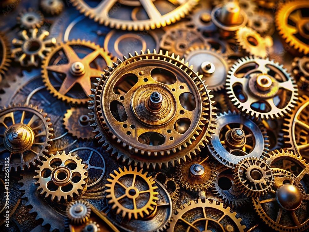 Abstract Machinery Gears Interlocking, Symbolic of Precision Industrial Process Abstract Machinery Gears Interlocking, Symbolic of Precision Industrial Process