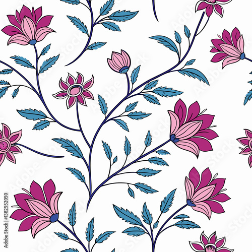 Seamless perfect pattern with small flower motifs in various shades