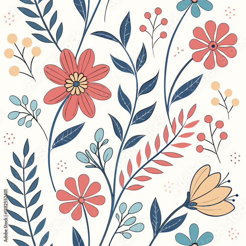 Seamless perfect pattern with small flower motifs in various shades