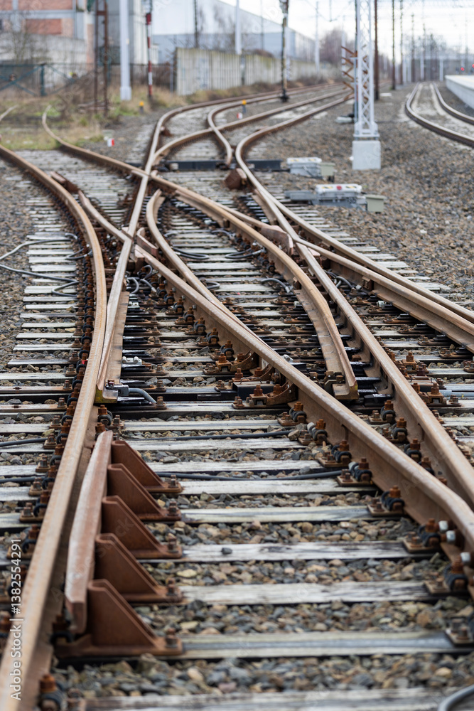 Fototapeta premium Railway tracks in Poland. Symbolism of the road and the passage of time.