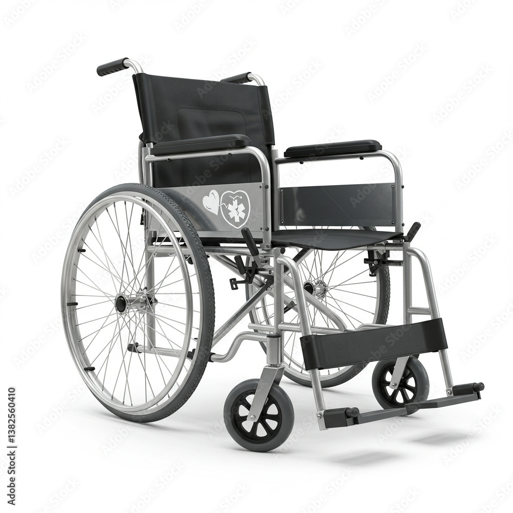 Fototapeta premium Wheelchair on white background representing mobility assistance 