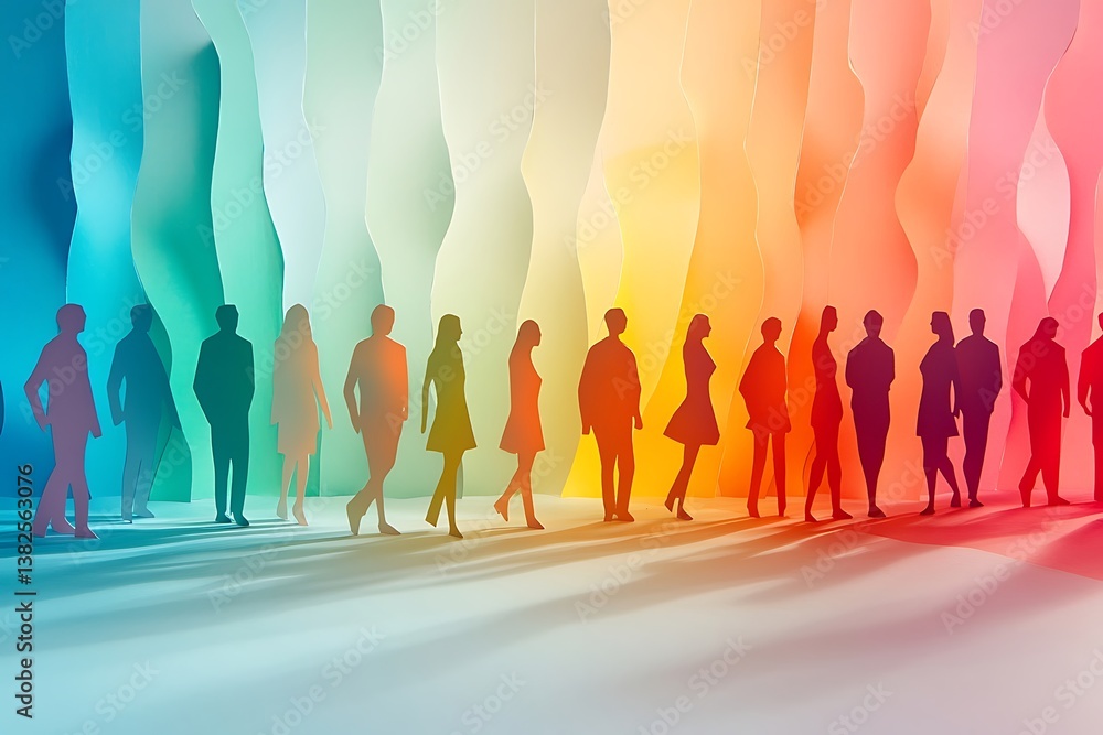 Obraz premium Diverse Group Walking Together in Unity2
