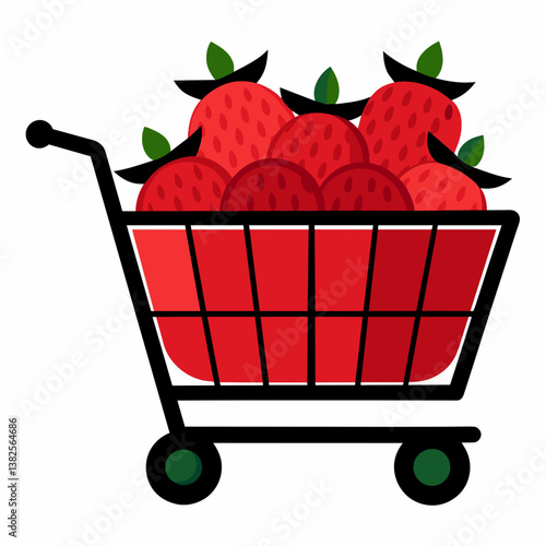 shopping cart with strawberries