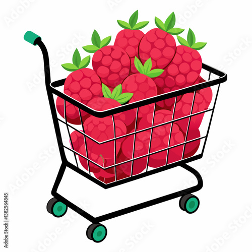 shopping cart with strawberries