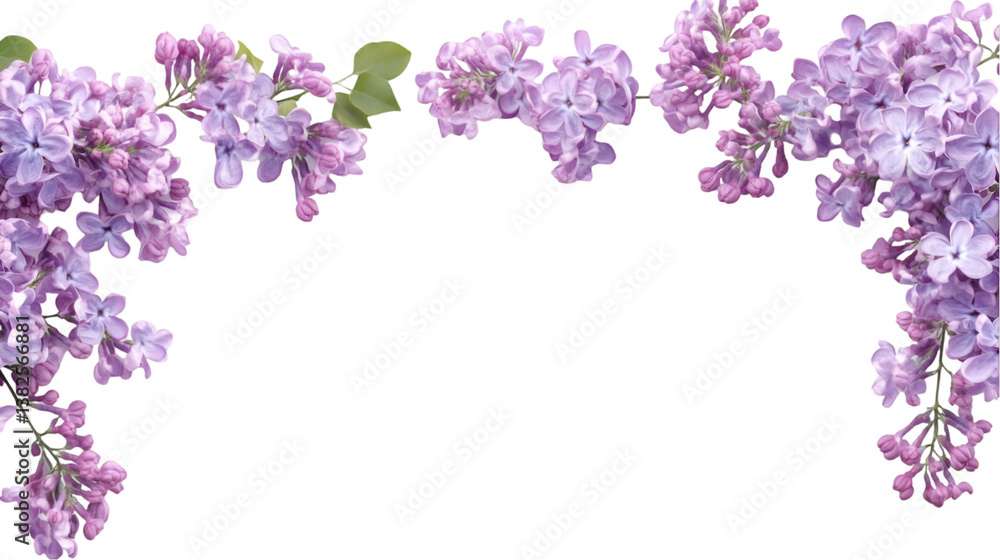 Delicate lilac flowers as a frame border isolated on transparent background
Delicate lilac flowers as a frame border isolated on transparent background