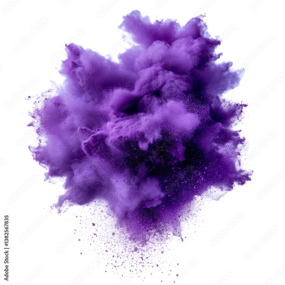 Fototapeta premium A vibrant purple powder burst with magenta hues captured in a high-speed photograph against a transparent background showcasing dynamic color and artistic energy