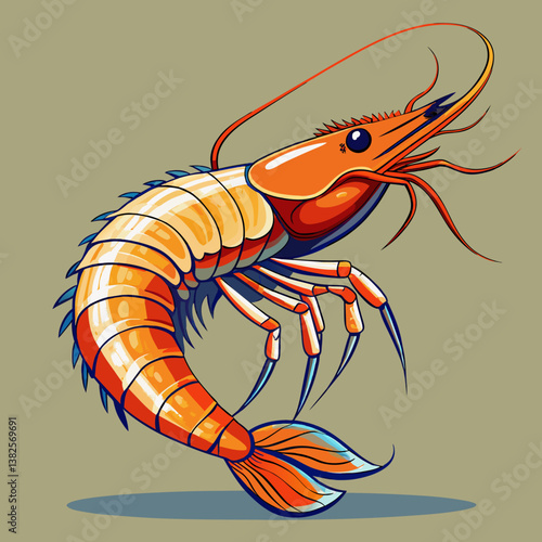 vector illustration of a shrimp