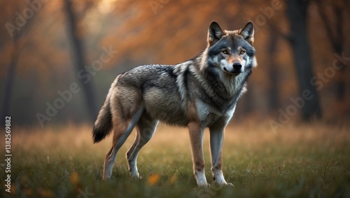 Fototapeta Naklejka Na Ścianę i Meble -  Close-up of a grey wolf