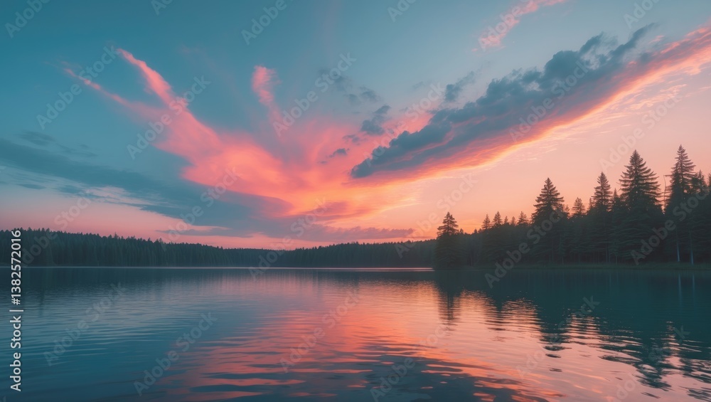 Fototapeta premium Stunning Sunset over the Lower Lake of State Park