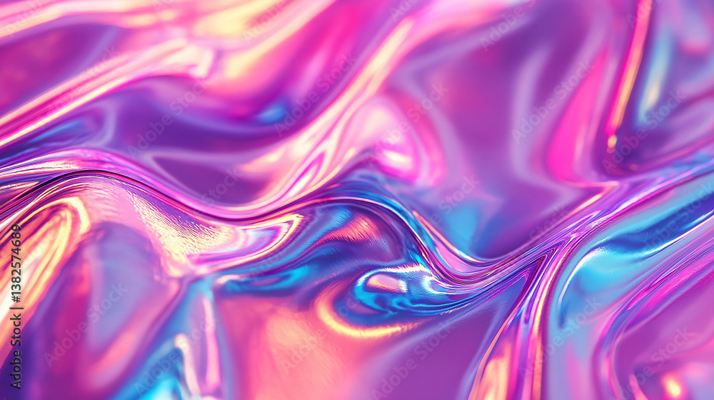 Obraz premium Vibrant Y2K Holographic Texture with Neon Pastel Wavy Flow