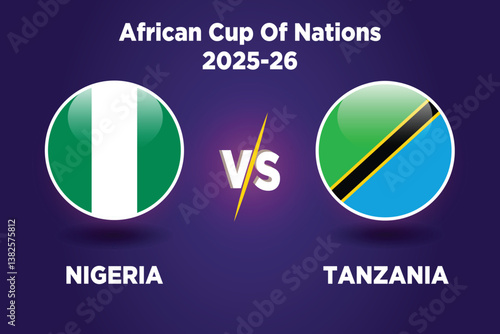 Nigeria vs Tanzania soccer match concept. African cup of nations 2025-26 .Vector illustration of design. NGA vs TZ football match.