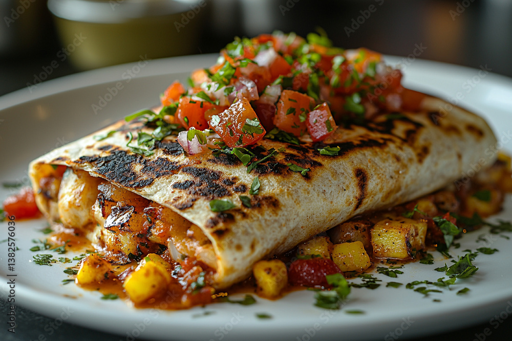 grilled salmon steak with vegetables. Generative AI