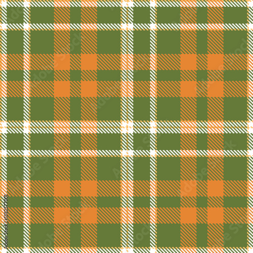 Plaid pattern seamless. Smoky military green & Dark apricot Tartan Fabric Design. 