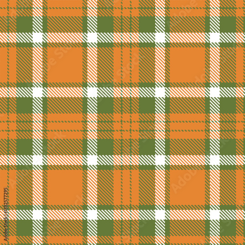 Highland military green Tartan patterns fabric texture. Elegant Dusky dusty orange Seamless Tartan