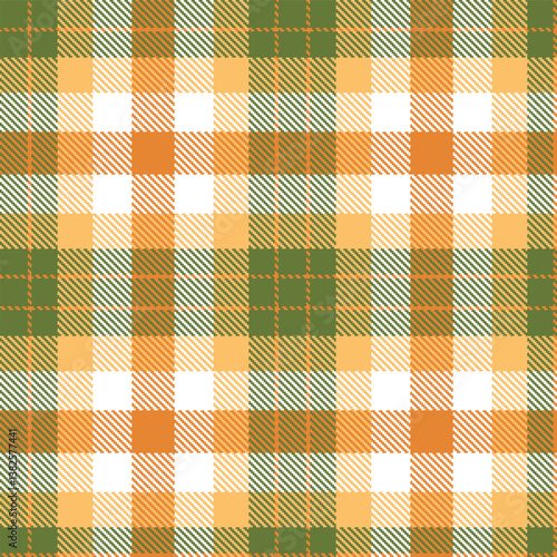 Elegant Seamless Tartan featuring Vintage military green and Deep dusty orange Fabric Design
