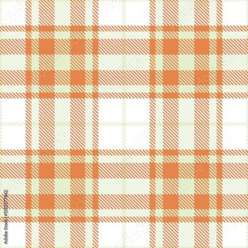 Plaid pattern seamless. Cool eggshell & Vivid faded orange Tartan Fabric Design. 