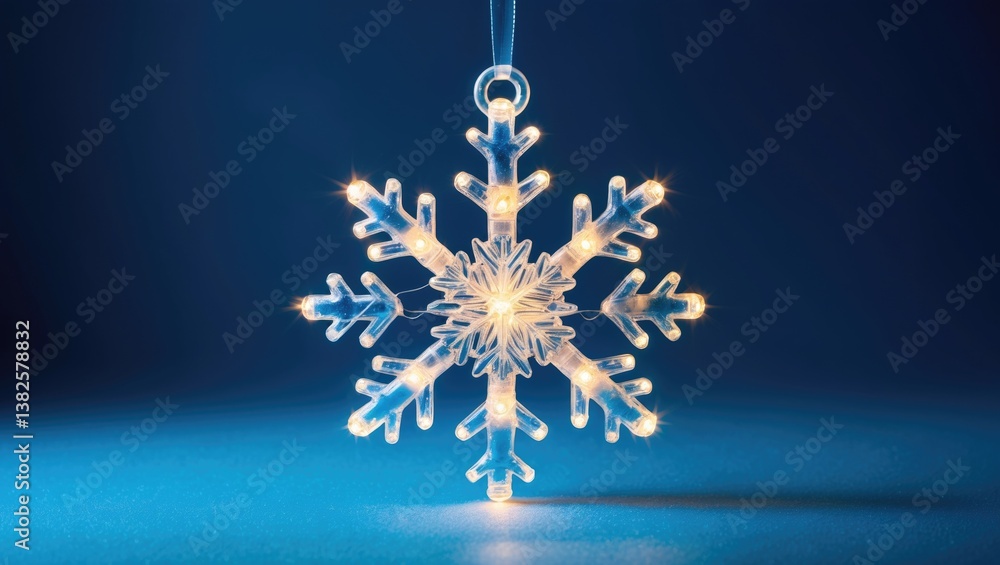 Christmas snowflake illuminated and isolated against a backdrop. Christmas snowflake illuminated and isolated against a backdrop.