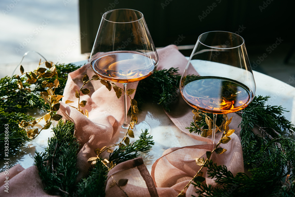 Wine served for a celebration in a bar or a restaurant.