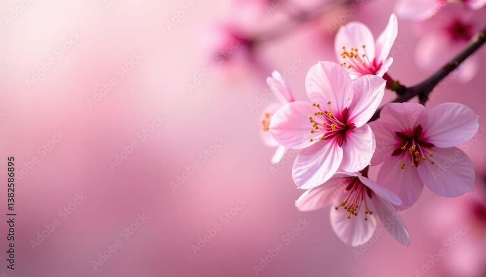 Obraz premium Delicate pink cherry blossoms, full bloom, soft petals , japanese, close up
