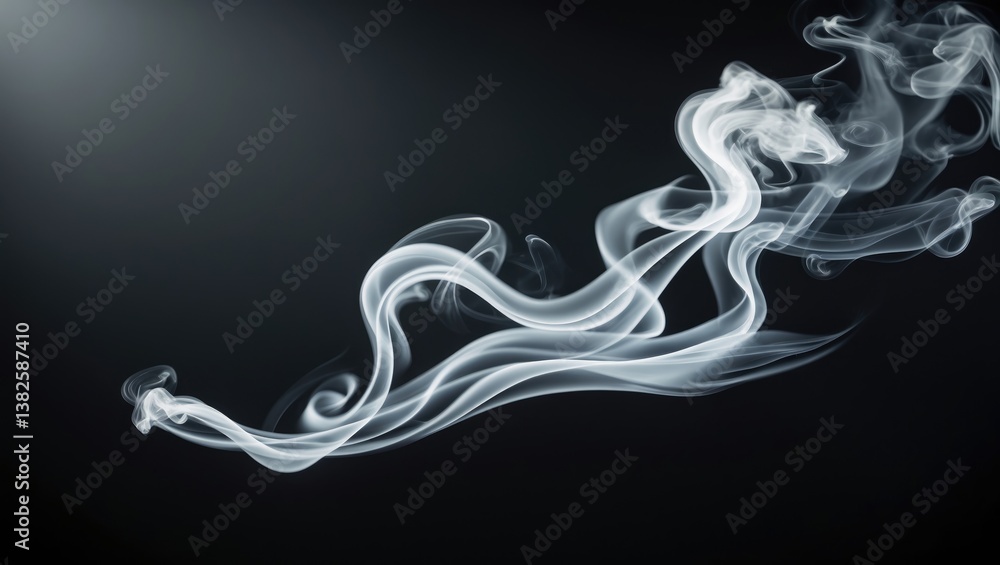 Collection of animated white smoke set against a black background. Isolated abstract lines. Collection of animated white smoke set against a black background. Isolated abstract lines.