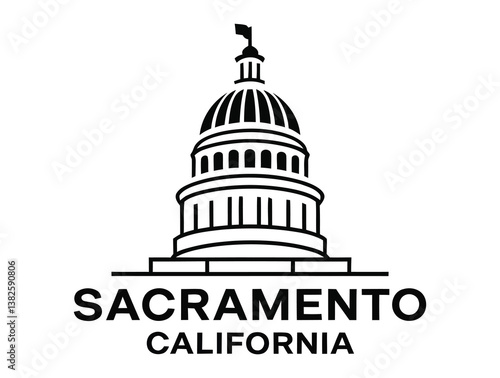 Sacramento skyline featuring the Golden State Capitol ideal for California tourism, government projects, and city branding materials.