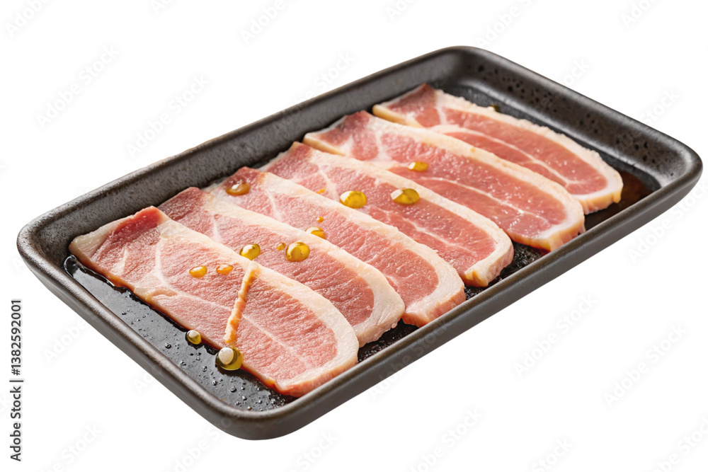 Sliced pork belly on transparent background. meat Sliced pork belly on transparent background. meat