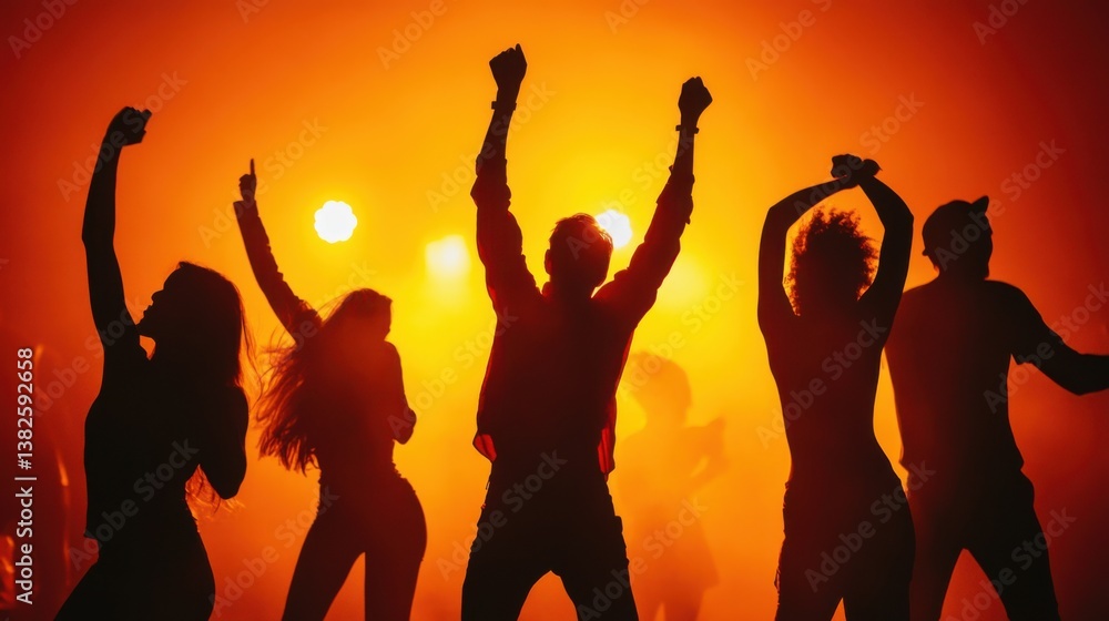 Fototapeta premium silhouetted dancers at concert