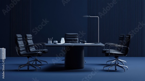 modern dark blue office meeting room interior design